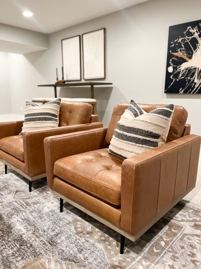 A living room with two couches and a coffee table