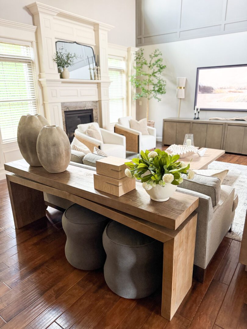 A living room with two couches and a coffee table